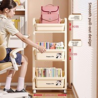 Étagère de rangement portable à 3 niveaux en plastique sur roulettes pour organiser les livres et le bureau