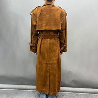 Neu Eingetroffener Maxi-Längen-Trenchcoat aus Wildleder – Hochwertige Modische Lederjacken