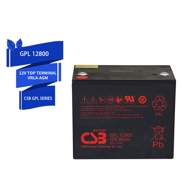 Csb Battery Gpl12800 12V 80Ah Long Life Maintenance-Free Rechargeable VRLA Lead Acid Battery 3-5 Year Cycle Life 1000 Electric