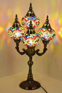 Lampe de table marocaine en verre coloré <span class=keywords><strong>Marrakech</strong></span> 4 Globes, lampe de table ottomane turque en mosaïque - Product Image 3