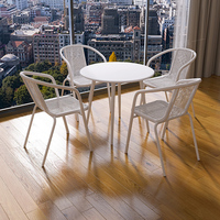 Ensemble de table de balcon compact avec plateau en verre blanc, table à thé pliante, 2 chaises, mobilier de bistrot extérieur pour café, jardin, cour