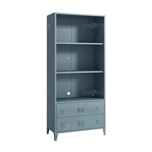 Đồ nội thất nhà thư viện kệ sách kệ sách kim loại lưu trữ hiển thị kệ sách kim loại công nghiệp với 2 ngăn kéo - Product Image 1