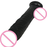 Matériau PVC 68*320mm, gros gode noir avec ventouse pour masturbation féminine, jouets sexuels, grand pénis en caoutchouc