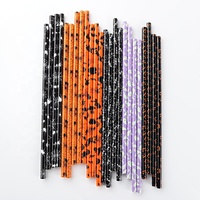 Nouvelles pailles à boire en plastique réutilisables, imprimées et personnalisables, écologiques, pour accessoires de bar d'Halloween et décorations d'Halloween