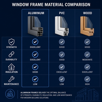 Fenêtre à battant en aluminium double vitrage, résistante aux ouragans, à économie d'énergie, conforme aux normes NFRC, pour villa