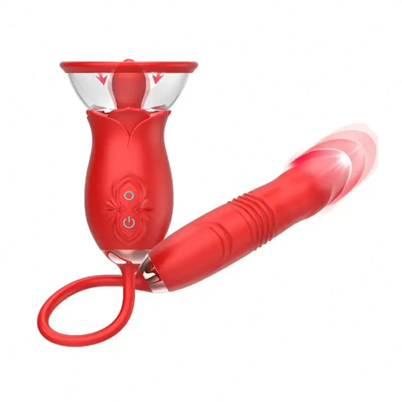 Vibrador telescópico de sucção de vagina em forma de rosa, sugador de mamilo, lambedor oral, estimulação do clitóris, brinquedo sexual para mulheres