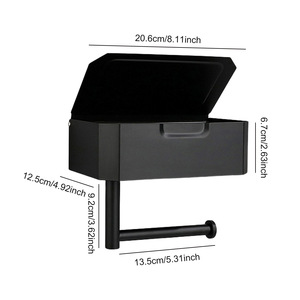 Nuovo design in metallo in acciaio inossidabile nero porta cellulare coperchio scatola di immagazzinaggio carta igienica in piedi porta carta igienica - Product Image 4