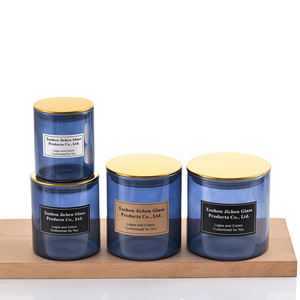 Jarra vacía de vidrio con tapa de metal negro, vela de cera de soja <span class=keywords><strong>azul</strong></span> recta de alto borosilicato, 3oz 5oz 7oz 10oz 12oz 15oz 20oz - Product Image 6