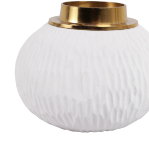 Vaso medio in resina con bordo in metallo, bianco, decorativo, per soggiorno, decorazioni per la casa, camera da letto, vanità - Product Image 5