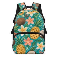Sac à dos portable pour étudiant de 17 pouces avec imprimé floral tropical fleurs de noix de coco et bretelles réglables