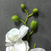 Fleur d'orchidées artificielles, 1 paire, 2 tresses, toucher réaliste, pour orchidées avec feuilles vertes