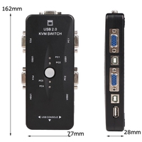 Boîtier de commutation KVM 4 ports avec câbles USB VGA Plug and Play Connexions clavier souris de surveillance d'ordinateur en stock!