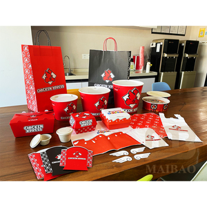Caja de comida para compartir feliz de pollo frito resistente a la grasa, soporte para hamburguesas y patatas fritas, ala de pollo prefabricada, caja de embalaje de seguridad alimentaria, cesta - Product Image 3
