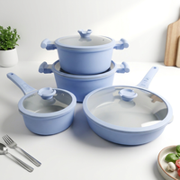 Ensemble de casseroles et poêles SANLANG Morden 8 pièces en aluminium moulé sous pression avec revêtement céramique antiadhésif, personnalisable