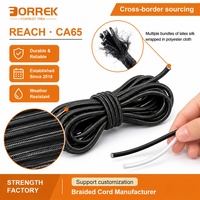 Cordon élastique tressé en polyester de 1/8 pouce - Qualité marine, noir, longueur personnalisable, résistant aux UV et aux intempéries pour kayak et bricolage