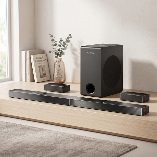 ULTIMEA True Dolby Atmos 5.1.2CH 8" Wireless Subwoofer BT 4K HDR 360 Spatial Audio Up-firing Height TV Sound Bar