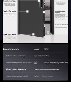 Mexin pintu keamanan Interior rumah tingkat 4 pintu masuk kelas a Modern dengan kunci sidik jari 8034 kustom - Product Image 3