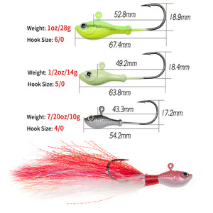 10g 14g 28g 42g câu cá bucktail <span class=keywords><strong>Jig</strong></span> đầu móc vòng bóng đầu móc câu cá lông mồi dài Cast Câu Cá Biển mới đến - Product Image 6