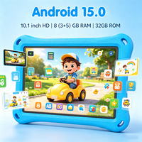 Tableta Infantil Android 15.0 de 8 Pulgadas con Pantalla Táctil, 3 GB de RAM, 32 GB de Almacenamiento, Chip MTK Octa Core, Tableta Educativa con WiFi para Niños