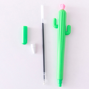 Stylo Gel Personnalisé Dessin Animé, Papeterie Promotionnelle Créative, Cadeaux d'Écriture, Stylo Bille Neutre en Plastique, Stylo <span class=keywords><strong>Cactus</strong></span> Végétal avec Fleur - Product Image 2