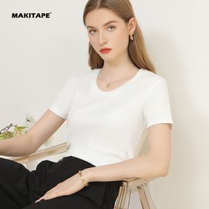 KS146A Vente en gros de t-shirts pour femmes à manches courtes, coupe ajustée, avec logo personnalisé vintage et applications perforées - Product Image 3