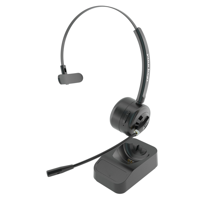 Call Center Wireless Headset With Enc Microphone Single Ear Wireless on Ear Earphone for Truck Drivers With Charging Stand