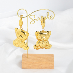 ชุดเครื่องประดับทองชุบ 18K แบบบราซิล ต่างหูห่วงรูปหมีทองเหลือง ชุดเครื่องประดับเจ้าสาวงานแต่งงานแบบแอฟริกันดูไบ - Product Image 2