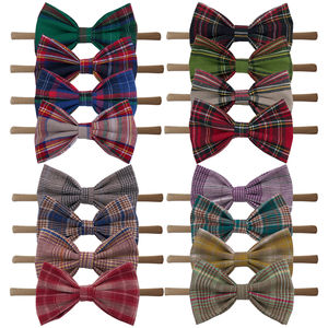 Baby <strong>Headband</strong> Christmas Hair Bow Elastic Bands Headwear Kids <strong>Tartan</strong> Bow Hairbands Hair Accessories - Product Image 1