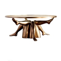 Table basse nordique au design unique Billionplus Factory avec un grand talon et une finition dorée pour le salon, la salle à manger et la maison