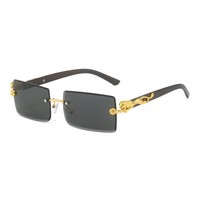 2024 classique doré léopard tête alliage métal Animal lunettes de soleil américain dégradé lentille mode rectangulaire nuances sans monture
