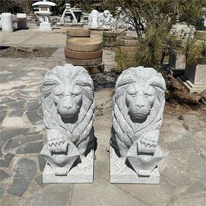 Estatua de estatuilla de Leones de piedra de granito para exteriores de diseño moderno de alta calidad estatua de Animal al por mayor a la venta - Product Image 1