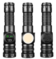 Lampe torche zoomable 30W, laser blanc, lampe torche portable multifonction, lumière latérale COB, télescopique, urgence extérieure, RGB, sauvetage