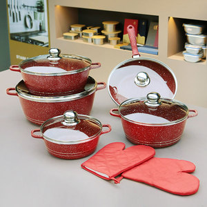 Hộ gia đình phẳng không dính nồi 12 pcs thiết lập nhôm Die-cast Frying Pan Bếp cảm ứng mở ngọn lửa phổ - Product Image 1