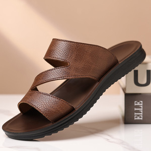 Sandalias de Verano Casuales para Hombre, de Cuero Genuino, Punta Abierta, Suela de Goma Antideslizante - Product Image 3