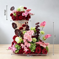 Ensemble de rangées et boules de fleurs artificielles personnalisées bordeaux et rose pour décorations d'allées de mariage, murs, magasins et événements festifs