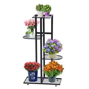 4 /5/6 Tier 5/6/7 Potted Metal Plant Stand Planter Display Shelving Unit Flower Pot Holder Shelf Indoor Outdoor For Home Decor