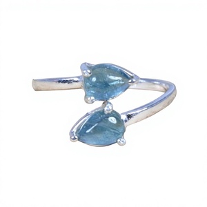 Anillo de Plata de Ley 925 con Piedra Preciosa de Aguamarina, Joyería Fina Antigua Hecha a Mano, Certificada, de Estilo Cristiano - Product Image 1
