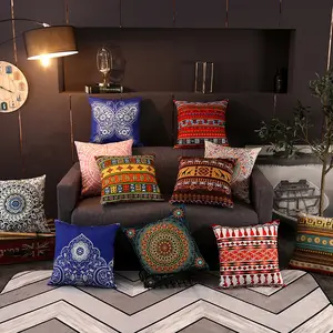 Wholesale 45x45 Cm Decorative Luxury Square Custom Print Velvet Throw Pillow Cushion Cover Bohemian Pillow Case For Living Room