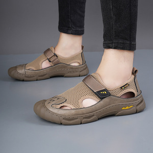Men's Mesh Sandals Solid Pattern Open Toe Breathable EVA Sole Casual <b>Slides</b> Summer Shoes - Product Image 2