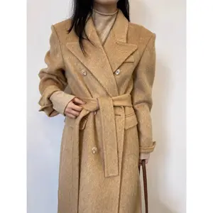 Boutique Wholesale 2023 Winter Double-sided Cashmere Medium Length Long Hair Thickened Woolen Women's Coat