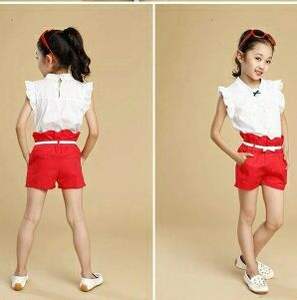 Ensemble court deux pièces pour filles, tendance coréenne, en vente sur Aliexpress en été - Product Image 4