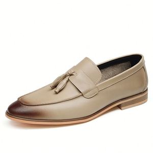 Mocassins de travail pour hommes en cuir pleine fleur rétro, style kangourou japonais, à bout carré, à lacets, rehaussés, décontractés - Product Image 3