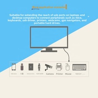 Câble d'extension USB 2.0 de 15 mètres, tressé, conducteurs en cuivre sans oxygène, connecteurs USB-A mâle/femelle, transfert de données informatiques