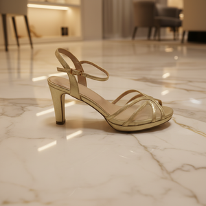 Sandalias de Tacón de Aguja Doradas de Lujo para Mujer, con Tiras Cruzadas, <span class=keywords><strong>Plataforma</strong></span>, Punta Abierta, para Verano - Product Image 1