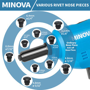 Remachadora Inalámbrica Profesional MINOVA, Remachadora Industrial Inalámbrica de 18 V y 4 Ah, Potente Máquina Remachadora sin Escobillas - Product Image 3