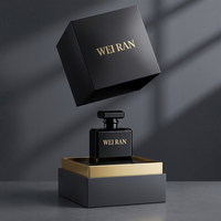 Vente en gros de flacons de parfum noirs uniques de 30 ml, 50 ml, 100 ml, flacon de parfum cosmétique de luxe en verre noir, transparent avec bouchon