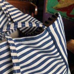 Sac fourre-tout en toile de coton rayé grande capacité, à porter à l'épaule, pour le shopping, personnalisable, automne-été, voyage, plage, sac à main décontracté pour femme - Product Image 5