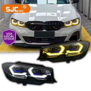 إكسسوارات سيارات SJC، مصباح أمامي لسيارات BMW الفئة 3 G20 G28 2018-2022، مصباح أمامي بتقنية الليزر LED، إضاءة نهارية ثنائية اللون، ضوء أمامي أصفر وأبيض - Product Image 1