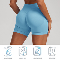 Shorts de sport et yoga côtelés sans couture pour femme, taille haute, effet push-up, maintien élevé, respirants, séchage rapide, couleur unie