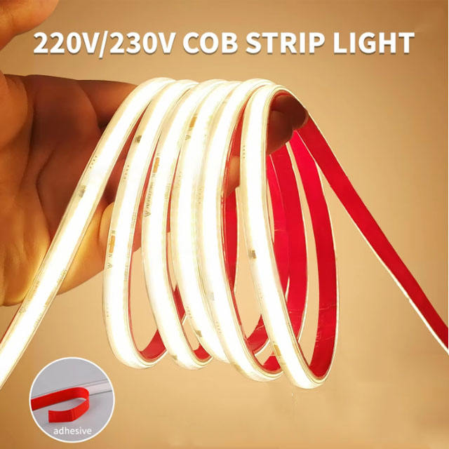 220V COB LED Strip Light 296LEDs/M Waterproof Flexible Dimmable LED Tape for High Brightness LED Strip Outdoor Decoration